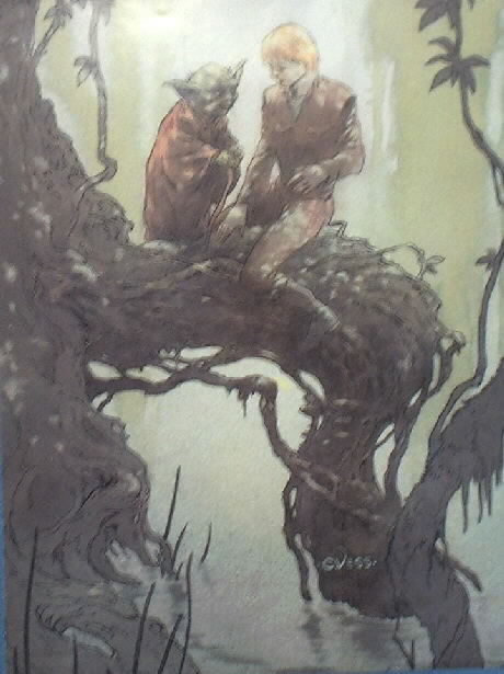 Yoda training illustration by C. Vess (from Art of the Star Wars Galaxy)