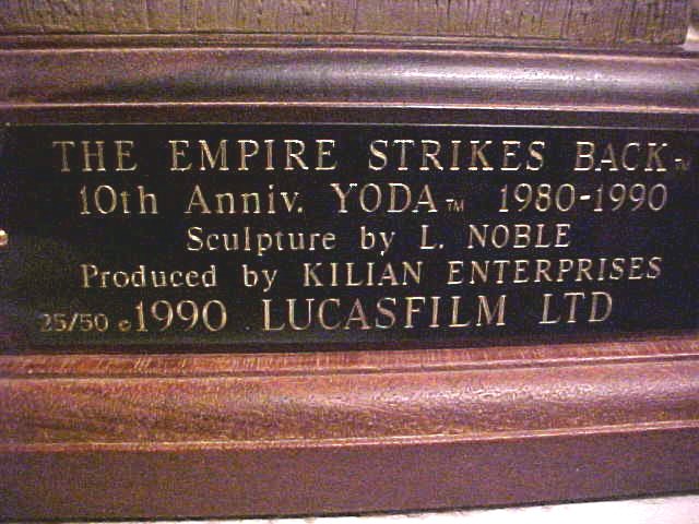 Empire Strikes Back bronze Yoda statue (base view)