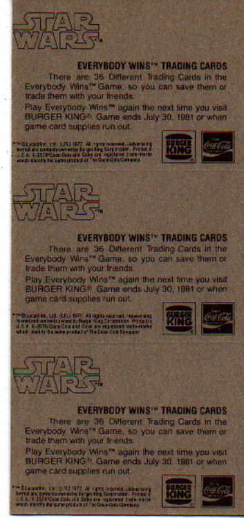 Burger King uncut Empire Strikes Back cards (back)