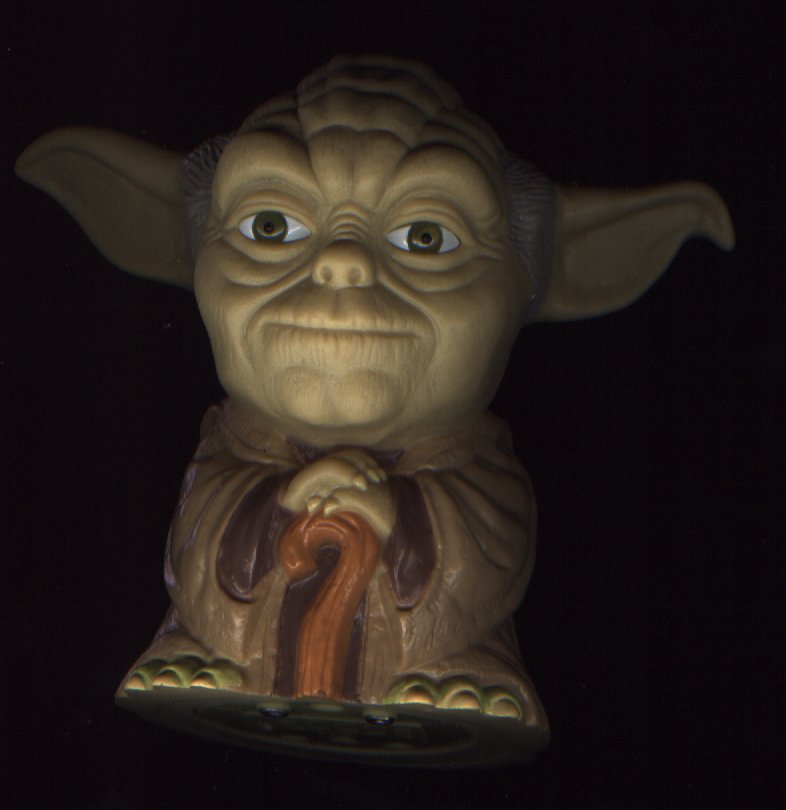 Japanese speaking Tomy Yoda palm talker (front view - opened)