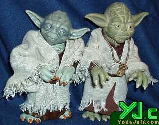 Another frontal comparison shot of the two 12' scale Yoda figures