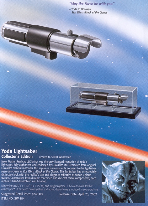 Flyer advertising Master Replica's Yoda's lightsaber replica