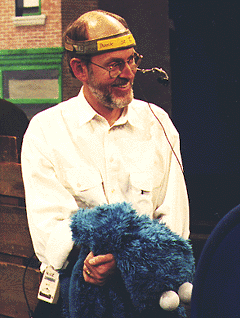 Frank Oz with the Cookie Monster puppet