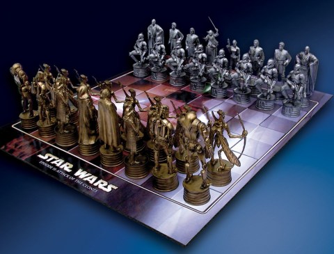 Attack of the Clones chess set opened