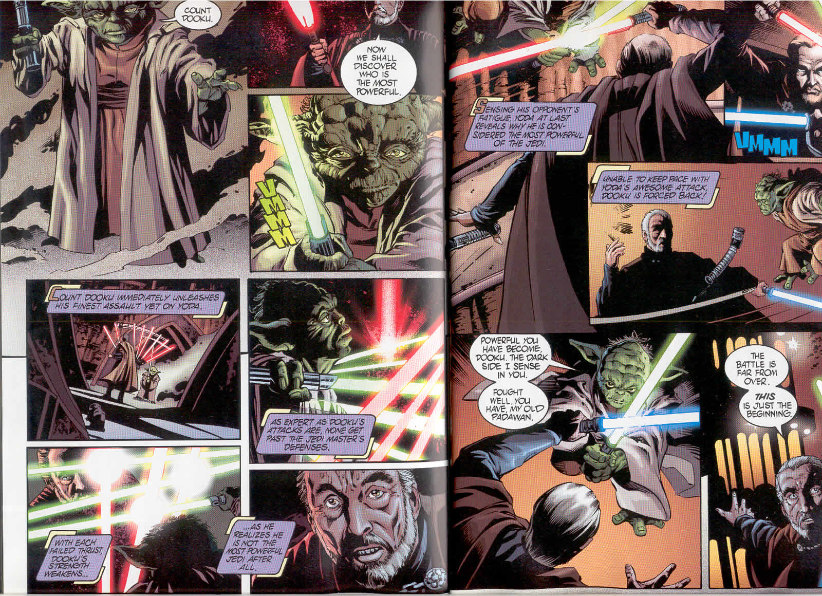 Yoda vs. Dooku scan from Attack of the Clones comic book