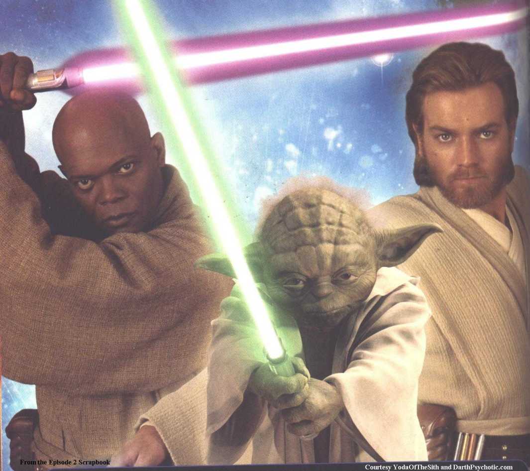 Yoda and Mace Windu from the Attack of the Clones scrapbook