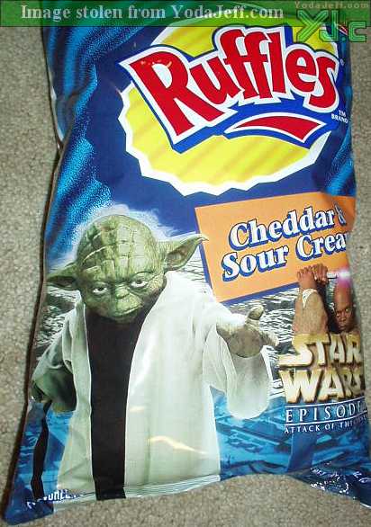 Attack of the Clones Ruffles Cheddar and Sour Cream potato chip bag