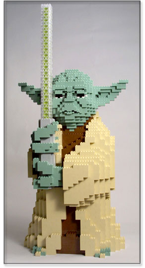 Large LEGO Yoda made at Celebration 2