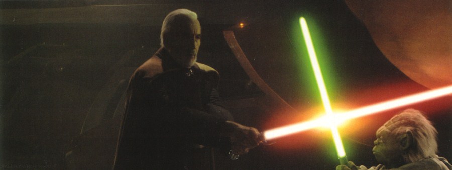 Attack of the Clones - Yoda and Dooku's lightsabers crossing