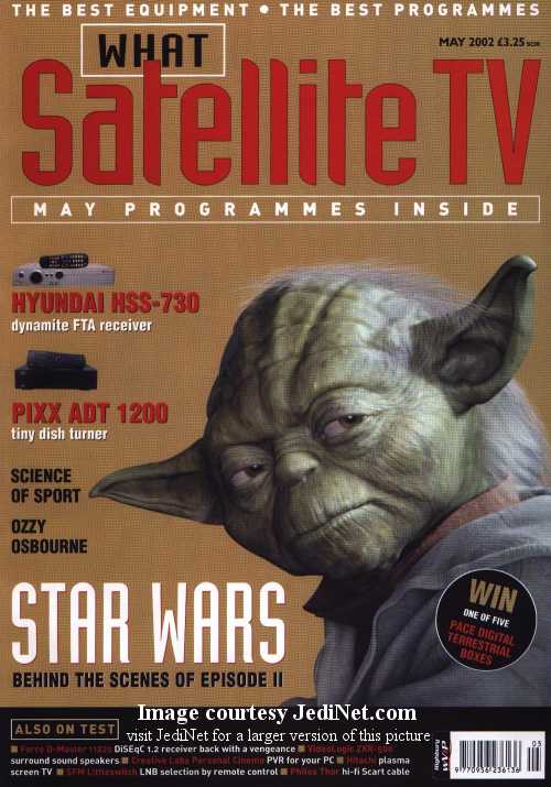 Yoda on the cover of the UK's What Satellite TV magazine - May 2002 (from jedinet.com)