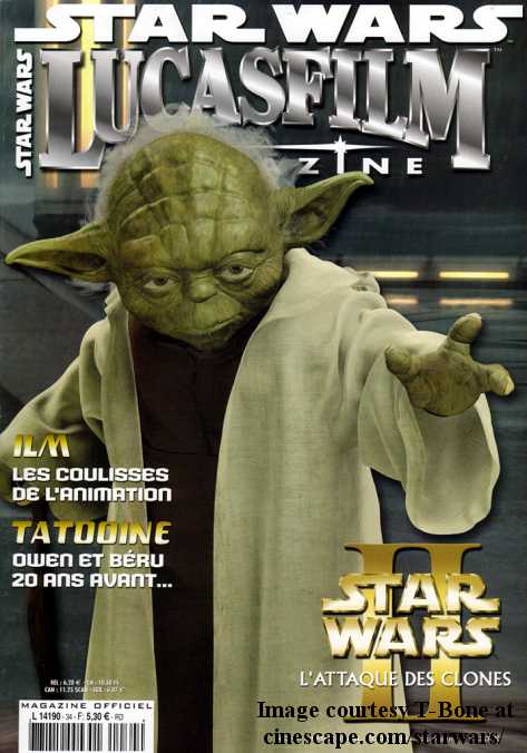 Yoda on the cover of the French Lucasfilm magazine (from starwarz.com)