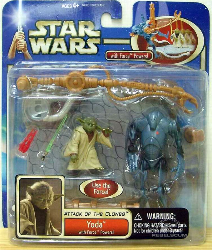 Attack of the Clones deluxe Yoda figure - front of packaging