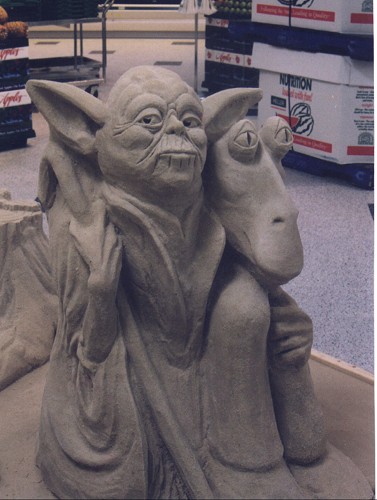 Yoda sand sculpture
