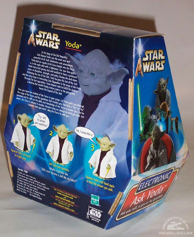 Hasbro's electronic 'Ask Yoda' doll - back of packaging