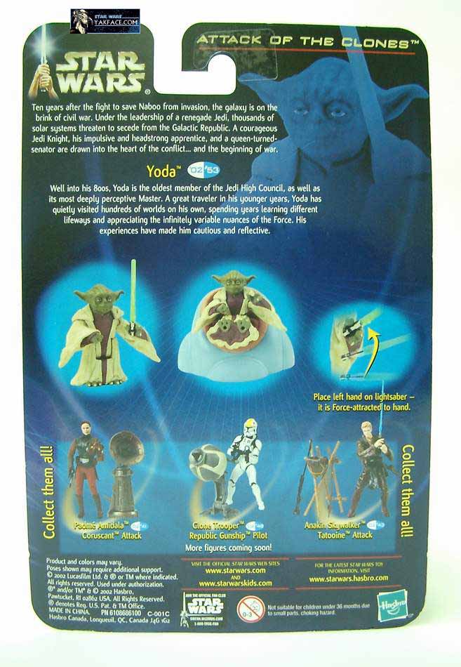 Attack of the Clones Yoda Jedi Council action figure - back of package