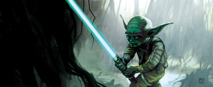 Yoda with lightsaber fan art