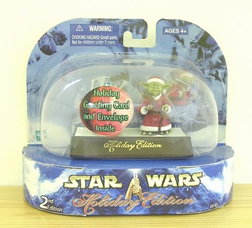 Holiday Edition Yoda figure - front of packaging