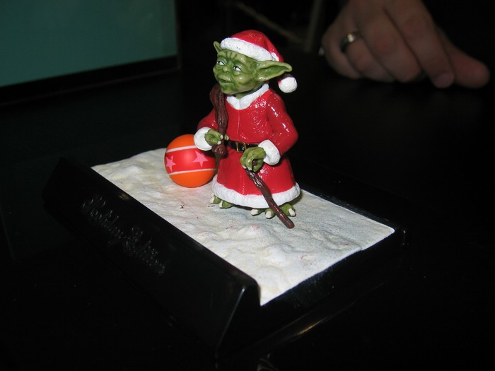 Holiday Edition Yoda figure - front left profile view