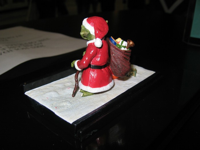Holiday Edition Yoda figure - rear left profile view