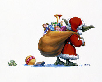 Santa Yoda illustration