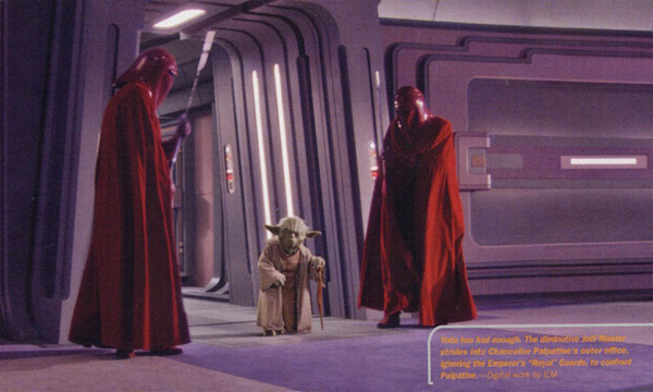 Yoda walking in on the Royal Guards