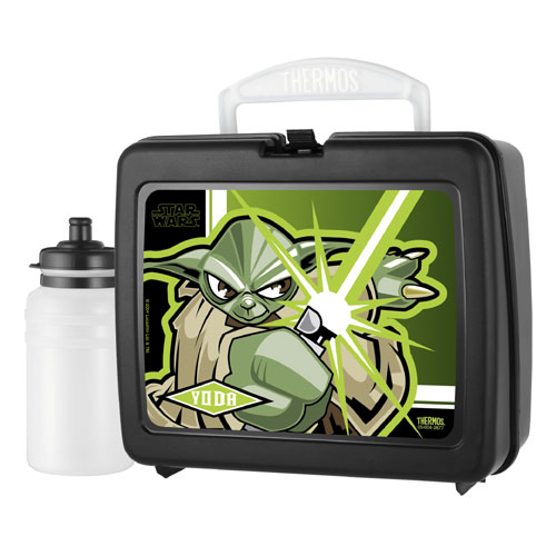 Animated Yoda lunchbox with drink bottle