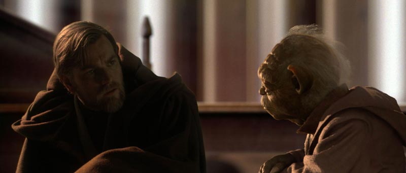 Yoda talking to Obi-Wan