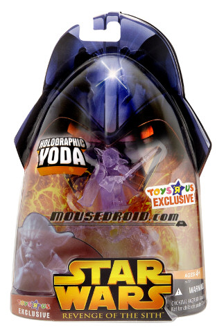 Toys R Us exclusive Holographic Yoda figure - carded (courtesy of MouseDroid.com)