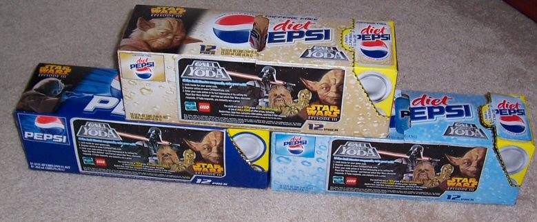 Back of the Yoda Pepsi, Diet Pepsi, and Caffeine Free Diet Pepsi boxes (12 pack - 6x2 design)