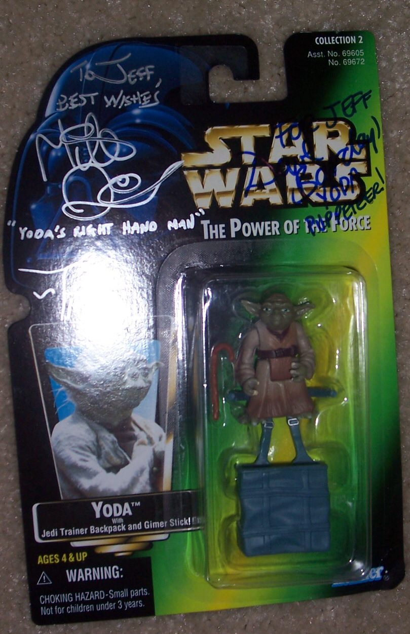 Yoda figure signed by Mike Quinn and David Barclay