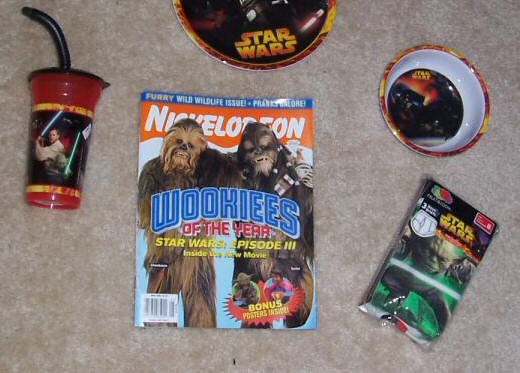 Cup with Yoda, Nickelodeon Magazine, and Revenge of the Sith kids underwear