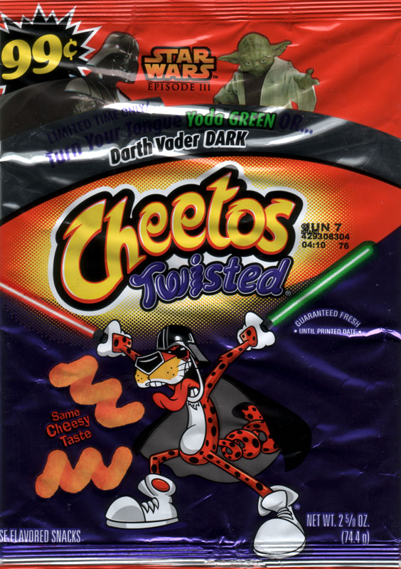 Yoda and Vader Cheetos Twisted packaging - 2 5/8 oz packaging