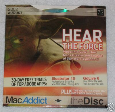 Attack of the Clones Yoda on Mac Addict disc
