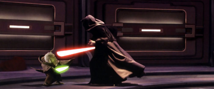 Sidious attacking Yoda