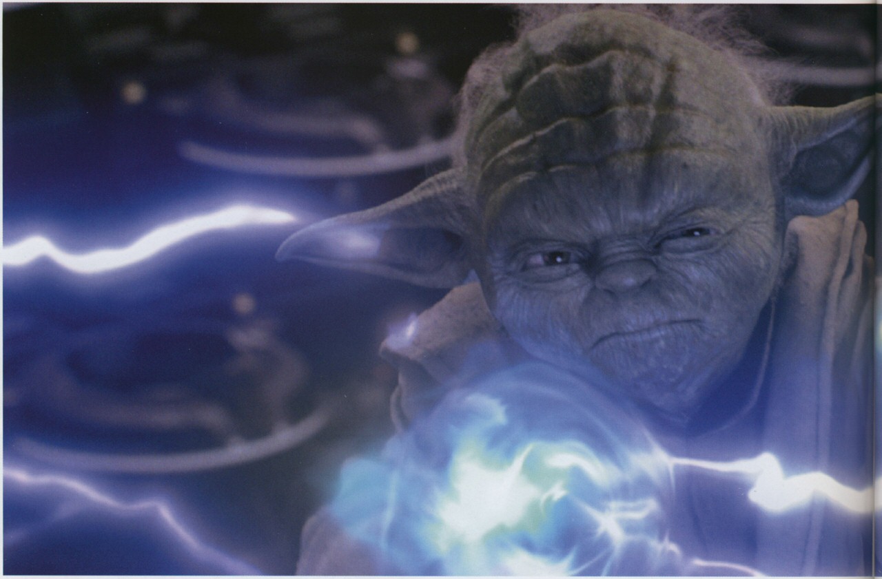 Yoda absorbing Sidious's Force lightning