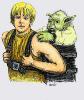 A drawing of Yoda on Luke's back - 508x598