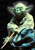 Yoda with a halo around his head - 417x591