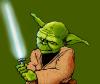 Illustrated Yoda with lightsaber - 782x662