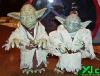 A frontal comparison shot of the two 12' scale Yoda figures - 445x341