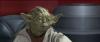 Yoda sitting in a chair (Attack of the Clones screenshot) - 800x343