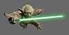Revenge of the Sith Yoda flying through the air with his lightsaber - 500x256
