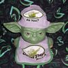 Yoda bust wearing bib and beanie - 548x550